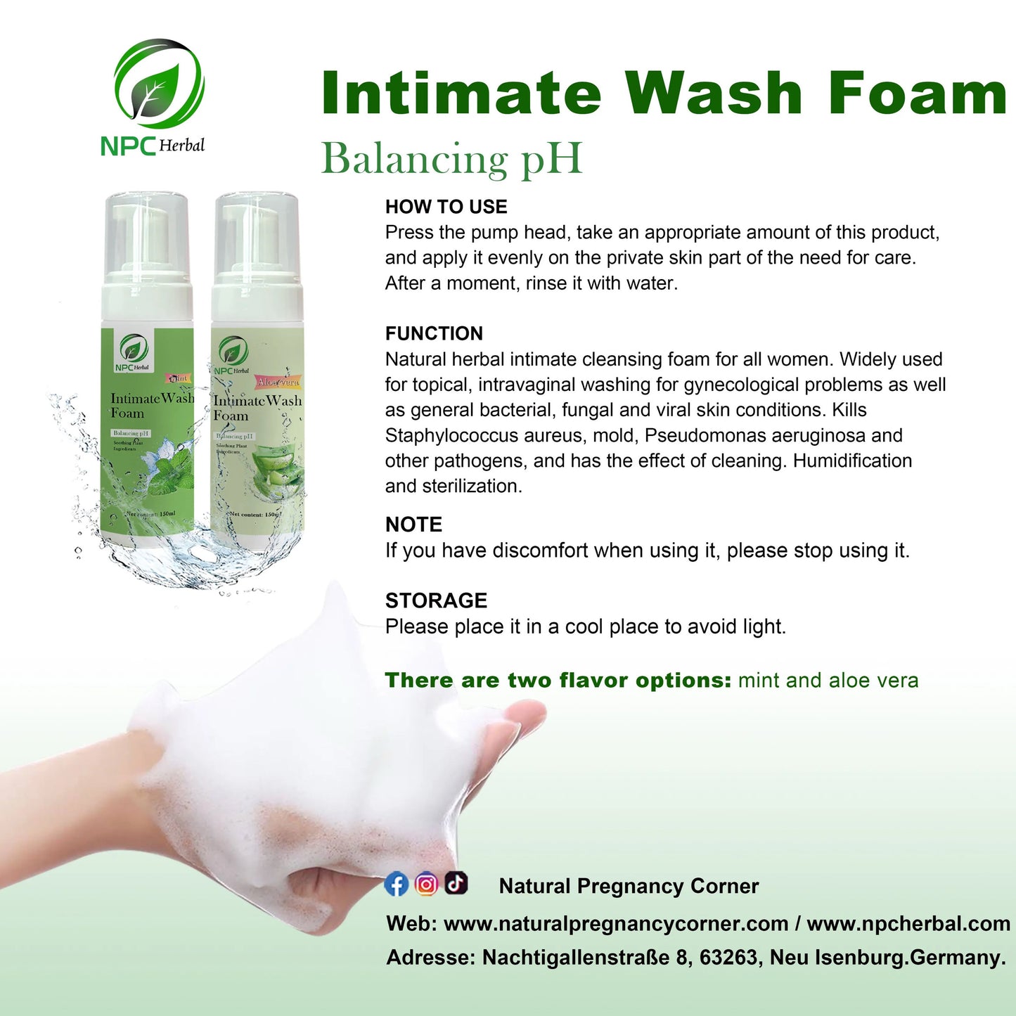 Yoni Wash / Vaginal anti infection wash Foam / Balancing PH level