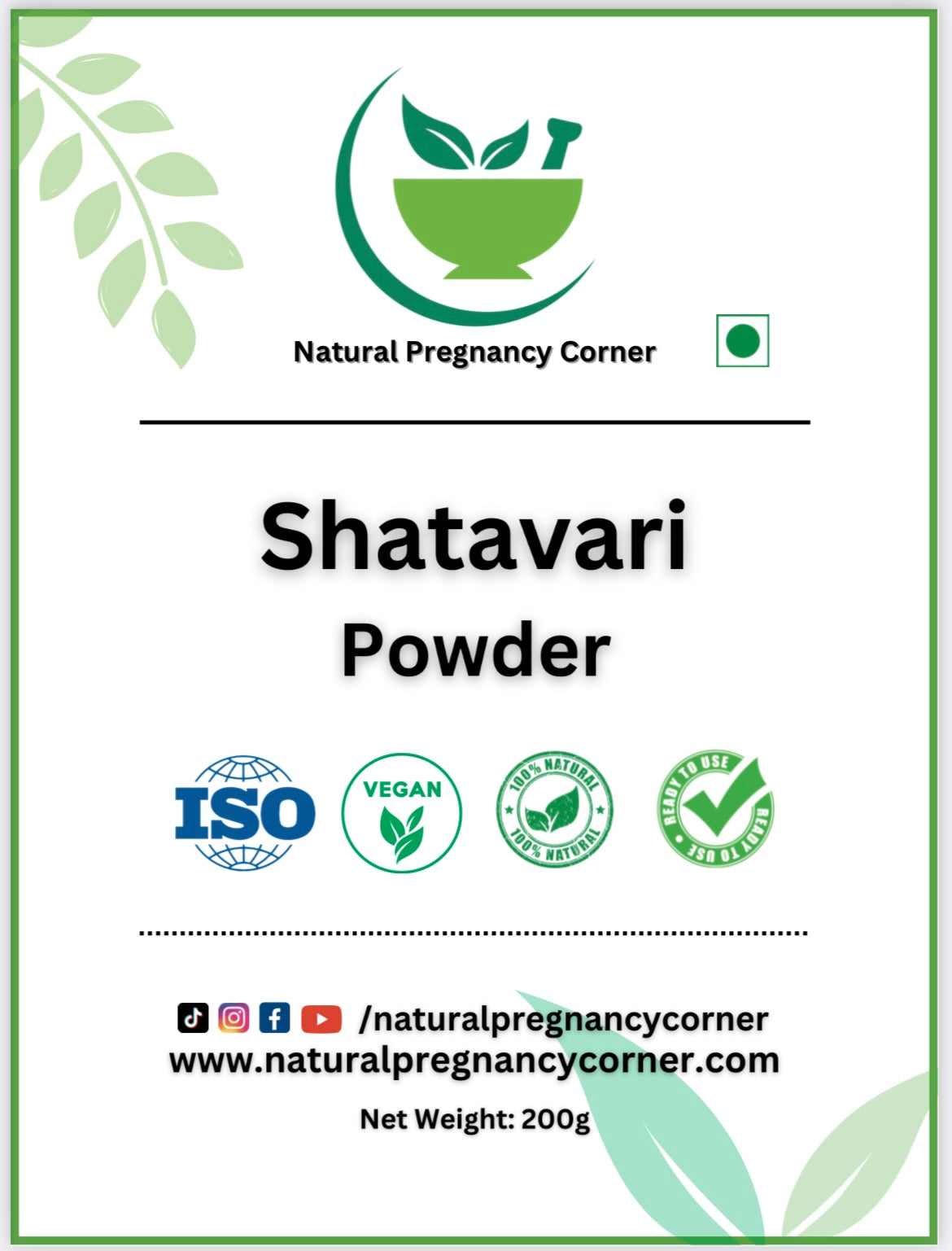 Poudre Pure Shatavari (Pcos/Pcod, endométriose, kyste de l'ovaire et fibromes) 